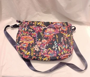 Vera Bradley Essential Messenger/Computer Bag Midnight Wildflowers - Picture 1 of 3