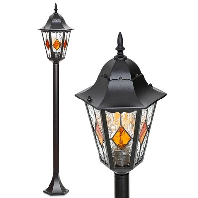 HOFSTEIN Viano Außenwegeleuchte Außenlampe aus Metall/Glas Schwarz/Klar/Orange - Bild 1 von 4