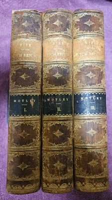 ‡ 🏆 Rise of the Dutch Republic by Motley • 1855 1st Amer Ed Leather 3 Vol Set • - Image 1 of 4