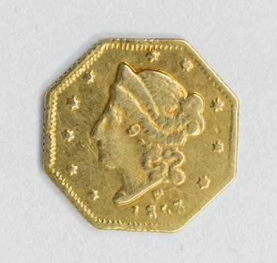 1853 California Fractional Gold Octagon half Dollar 50c Burnie #4  - Image 1 of 4