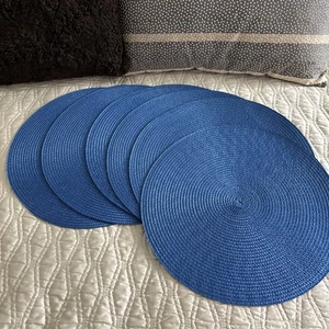 DII Nautical Blue Round 100% Polypropylene Placemat Set of 6 Nautical Blue NWT - Picture 1 of 4