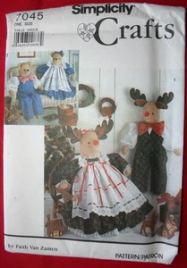 Reno y oso de peluche decorativo con ropa 1990 Simplicity Crafts 7045 FF - Imagen 1 de 2