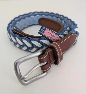 NEW Vineyard Vines Braided Rope Belt Size 30 Boys Men Nautical Preppy Blue White - Picture 1 of 15
