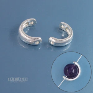 2 Solid Sterling Silver C-Shaped Round Bead Frame Spacer ap. 8mm x 12mm #33876 - Picture 1 of 5
