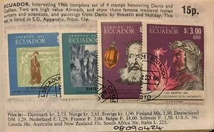 ECUADOR DANTE GALILEO HV PAINTING STAMPS 1 PAGE FROM OLD APPROVAL BOOK 08090424 - Picture 1 of 3