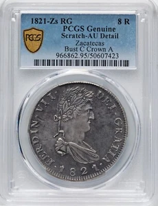 Mexico - 1821 zs-RG Ferdinand VII "Royalist" 8 Reales - A MAGNIFICENT ZACATECAS! - Picture 1 of 4