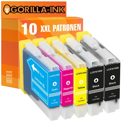10 Patronen XXL für Brother LC-1000 MFC-465 CN MFC-5460 CN MFC-5860 CN MFC-660CN - Bild 1 von 2