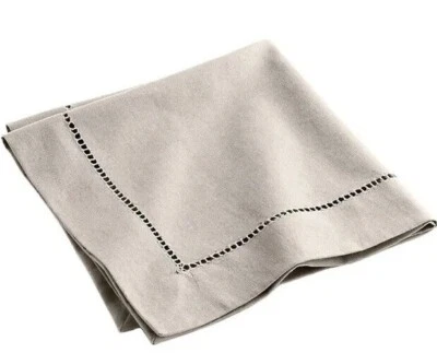 NWT DH Distinctly Home Hemstitch Tablecloth & 12 Napkins Taupe Beige Linen READ - Image 1 of 3