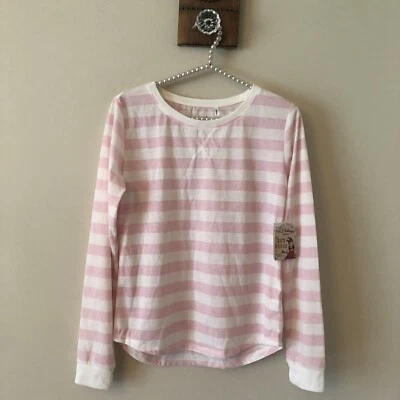 NWT PJ Salvage Girls Size XL Pajama Top Pink White Stripe Long Sleeve - Image 1 of 4