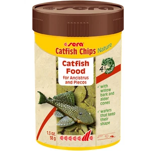 sera Catfish Chips Nature 100mL Fish Food Wafers Wood Willow Bark Alder Cone - Picture 1 of 2