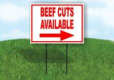 BEEF CUTS AVAILABLE RIGHT ARROW RED 18INX24IN YARD ROAD SIGN W/ STAND