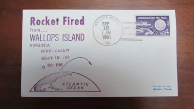 UNITED STATES ROCKET FIRED WALLOPS NIKE CAJUN 9-16-196 6:55 ADDRESSED COVER - Image 1 of 2