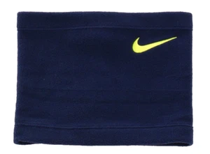 Nike Youth Big Boy's Dark Blue Super Soft Fleece Neck Gaiter Volt Swoosh - Picture 1 of 2
