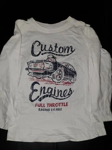H&T BOYS SIZE 6 WHITE LONG SLEEVE TSHIRT TOP CUSTOM CAR ENGINES MOTIF  - Picture 1 of 5