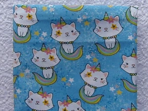 RARO Y FUERA DE STOCK Diseñador Novedad Exclusivo UNICORNIO ESTRELLA GATITOS GATOS *100% Algodón FQ* - Imagen 1 de 2