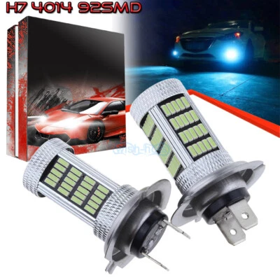 2Pcs H7 4014 92SMD LED Fog Light Bulbs Conversion Kit Super 8000K 8K Ice Blue - Image 1 of 4
