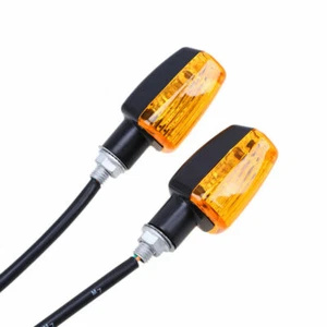 Pair Motorcycle Amber 12V Turn Signal Lights Plastic Universal Fit Honda - Picture 1 of 5