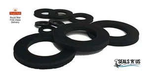 BLACK FORM A FLAT NEOPRENE RUBBER WASHERS - M3 M4 M5 M6 M8 M10 M12 M16 M20 - Picture 1 of 4