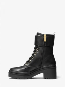 Michael Kors Women's Rory Faux Leather Combat Boots, Black Size 7M - Picture 1 of 5