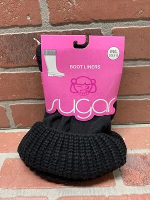 NWT Sugar Black Fleece Boot Liners Size M/L (8-10) - Image 1 of 3