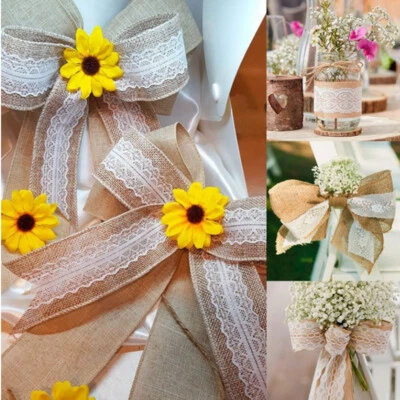 5cm Burlap Lace Ribbon Wedding Craft Floristry Wrap Jute Roll Sewing Accessories - Image 1 of 4
