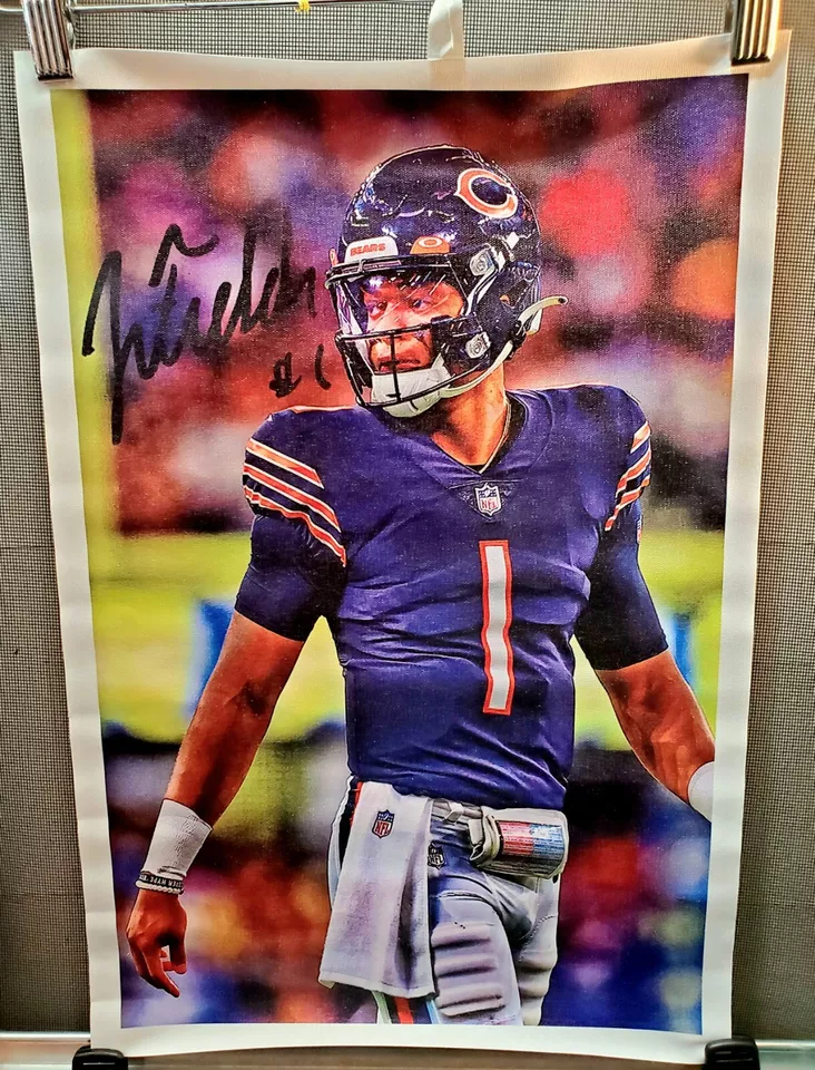 Justin Fields #1 Chicago Bears Canvas Poster 12 X 18 Inches Wall Decor NO FRAME  - Image 1 of 1