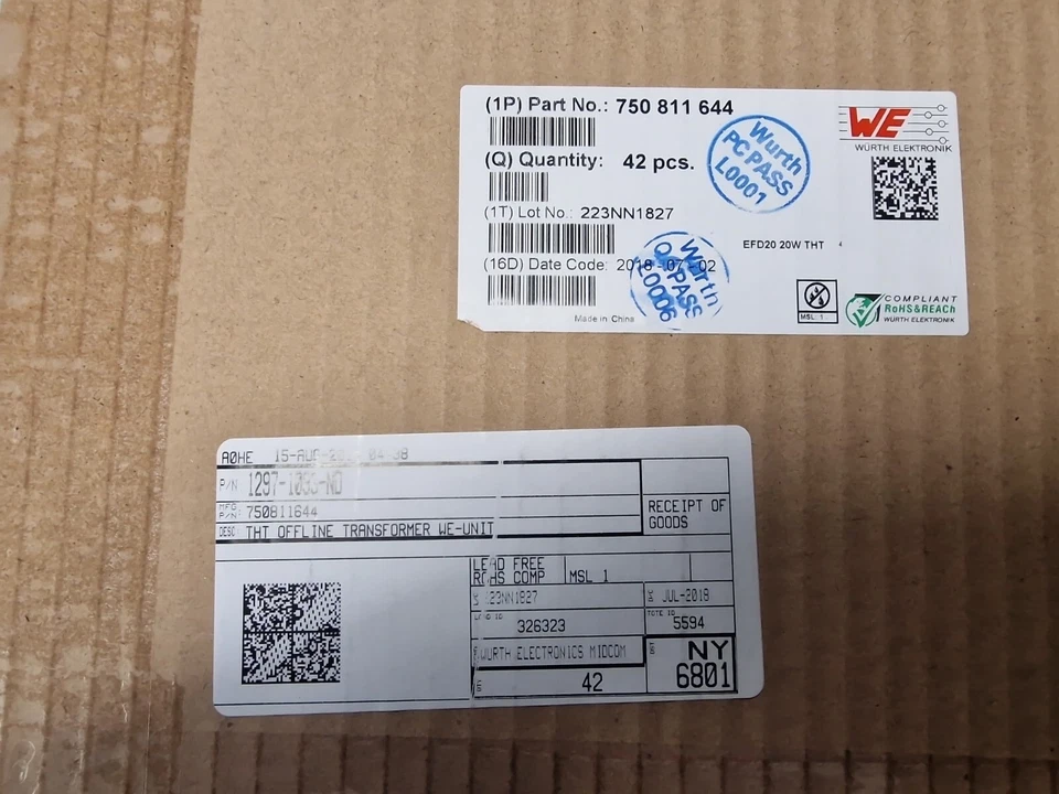 Wurth Elektronik Power Transformers MID-OLEFD EFD20 TH .8uH 1.4A 24V - Image 1 of 1