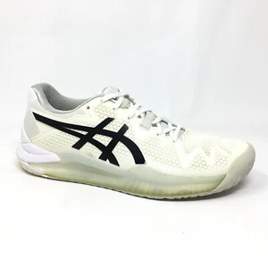 Asics Gel-Resolution 8 Tennis Shoes Sneakers Womens Size 8.5 Cream Black White - Picture 1 of 11