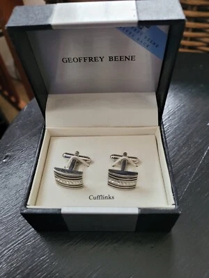 Gemelos Geoffrey Beene para hombre plateados y negros nuevos Foto 1 de 4