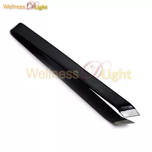 Slant Fish-Bone Tweezers with Wide Tip (Black Coated) - Picture 1 of 3