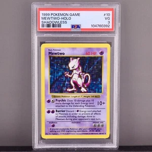 Pokémon Mewtwo Holo Shadowless 1999 PSA 3 - OG Psychic Icon - Imagen 1 de 2