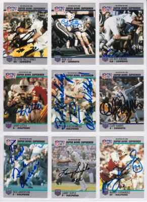 SIGNED BOB LILLY 1990 PRO SET SUPER BOWL SUPERMEN FOOTBALL CARD AUTOGRAPHED HOF - Image 1 of 2