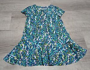 Lilly Pulitzer Short Sleeve Dress Cotton Size S Girls 4-5 Blue Green