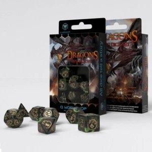 Dragons Bottle-green & gold Dice Set (7) - Q-Workshop - Picture 1 of 1
