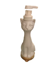 ALLURE White Ceramic Cat Soap Dispenser with Pump Bathroom Kitchen - Picture 1 of 4