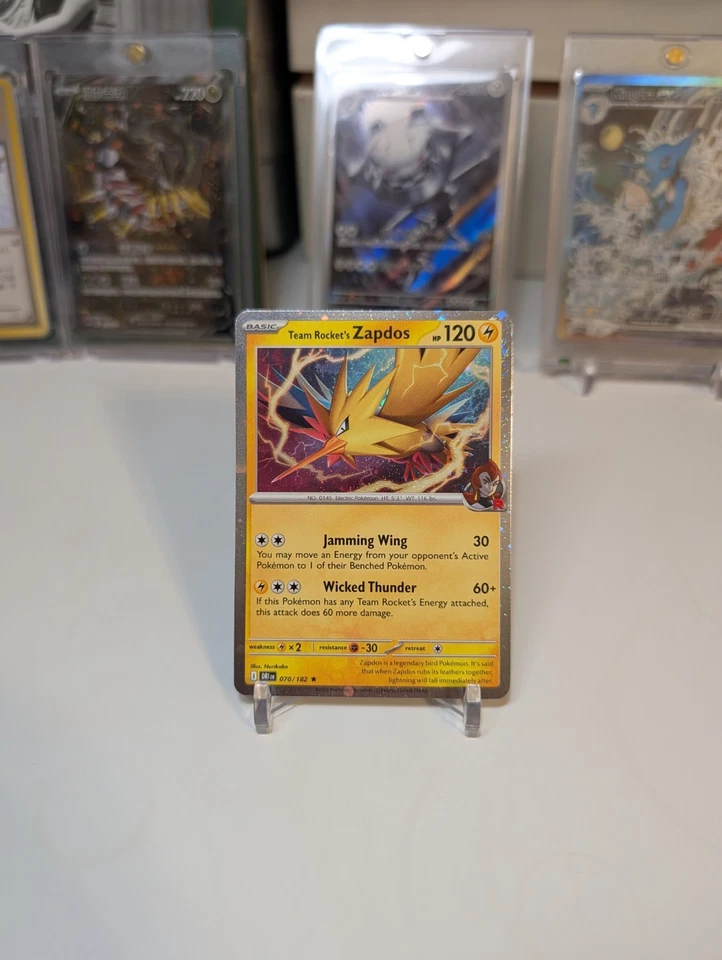 Team Rocket's Zapdos 070/182 Cosmos Holo Destined Rivals Blister Pack Promo NM - Image 1 of 2