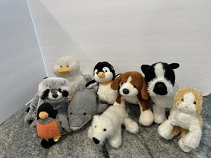 Webkinz Plush Lot Of 9 No Codes Penguin Duck Dolphin Raccoon Cow Bear - Picture 1 of 7