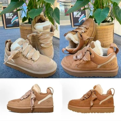 New Women's UGG LOWMEL Suede Canvas Sneakers Shoes Chestnut & Sand US Size 5-10 - Image 1 of 4