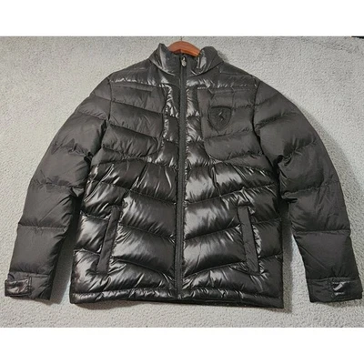 Puma Scuderia Ferrari Jacket Mens Small Black Down Puffer Full Zip F1 Racing Car - Image 1 of 4