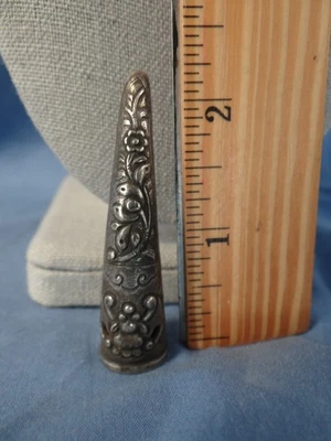 Antique Pierced Sterliong Silver Chinese Finger Nail Guard Qing Dynasty 5.5cm - Image 1 of 4
