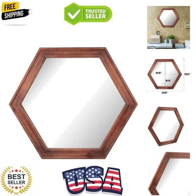 Contemporary 24" Hexagon Wall Mirror with Easy Hanging Bracket - Rustic Elegance - Image 1 of 4