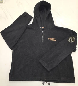 Harley Davidson 1/4 Zip Fleece Hoodie Womens Large Black Auburn California MC - Picture 1 of 16