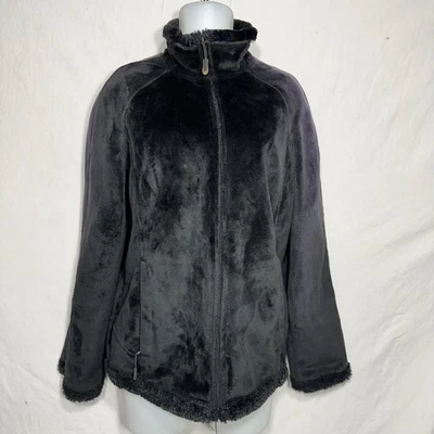 Abrigo chaqueta Green Tea para mujer L negro cremallera completa felpa imitación piel Foto 1 de 4