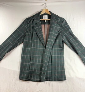 Avec Les Filles Brand Green Plaid Button Front Jacket womens medium Red & White - Picture 1 of 15