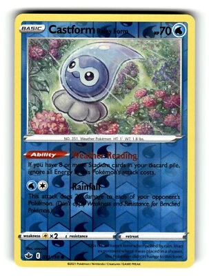 Pokemon Chilling Reign CASTFORM RAINY FORM 033/198 Reverse Holo - Image 1 of 3