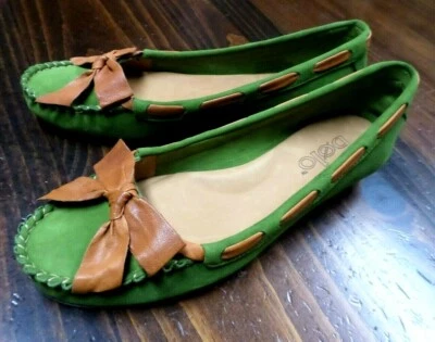 $185 BOLO Sandalias Mocasín Cuero Verde y Tostado Diseñador COMODIDAD 6 EUR 36.5 Foto 1 de 4