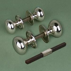Pair Of Solid Nickel Cottage Door Knobs Traditional Antique Victorian Style - Picture 1 of 12