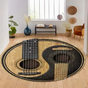 Guitar Rug, Music Rug, Decorative Rug, Yin Yang Themed Rug, Instrument Rug - Picture 1 of 10