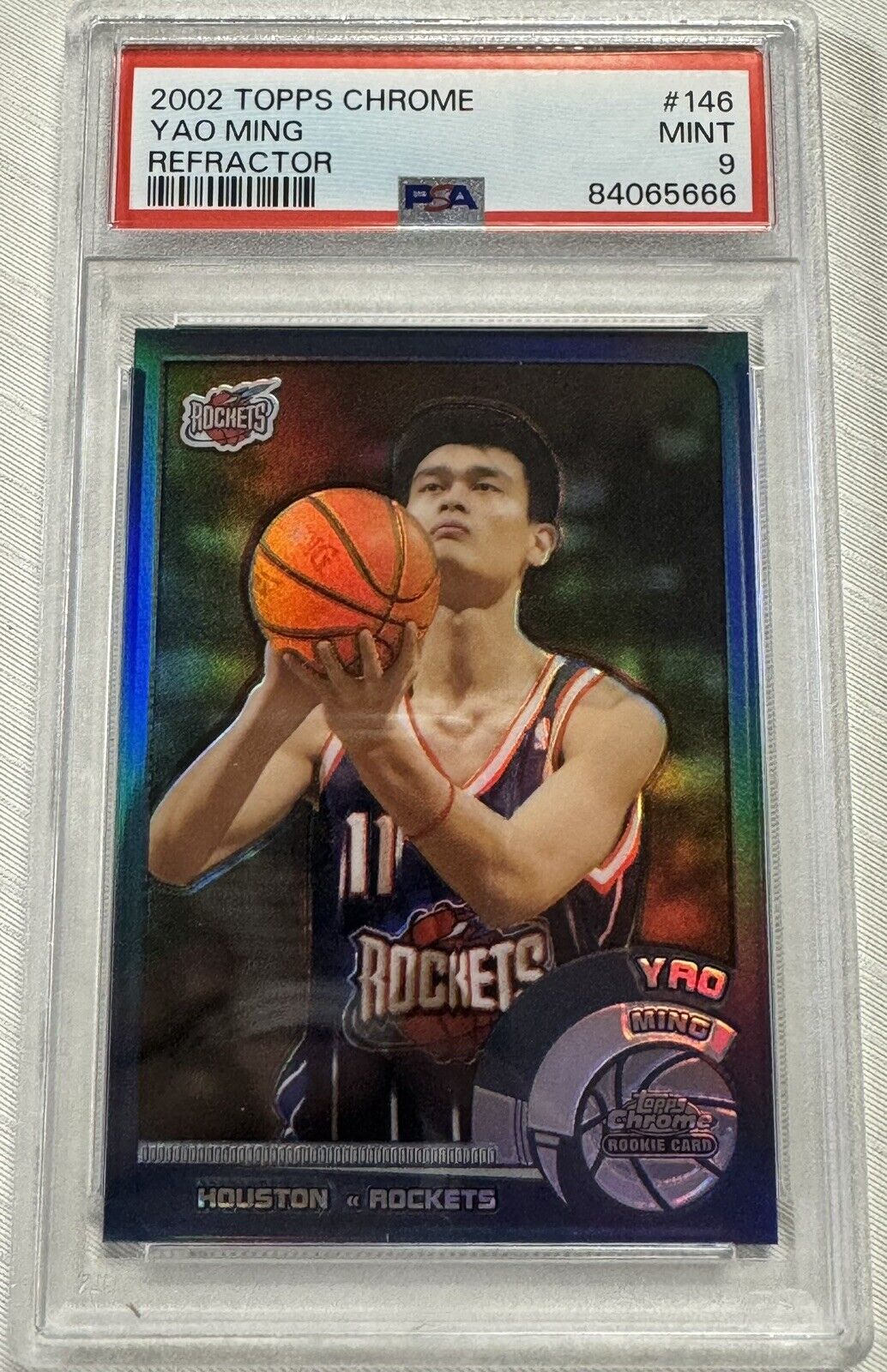 2002-03 Topps Chrome 146 Yao Ming Refractor PSA 9 Mint Rookie Card RC CLEAN L@@K