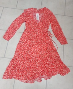 BNWT MARKS & SPENCER (M&S) PER UNA RED MIX WRAP DRESS, SIZE 16 - Picture 1 of 7